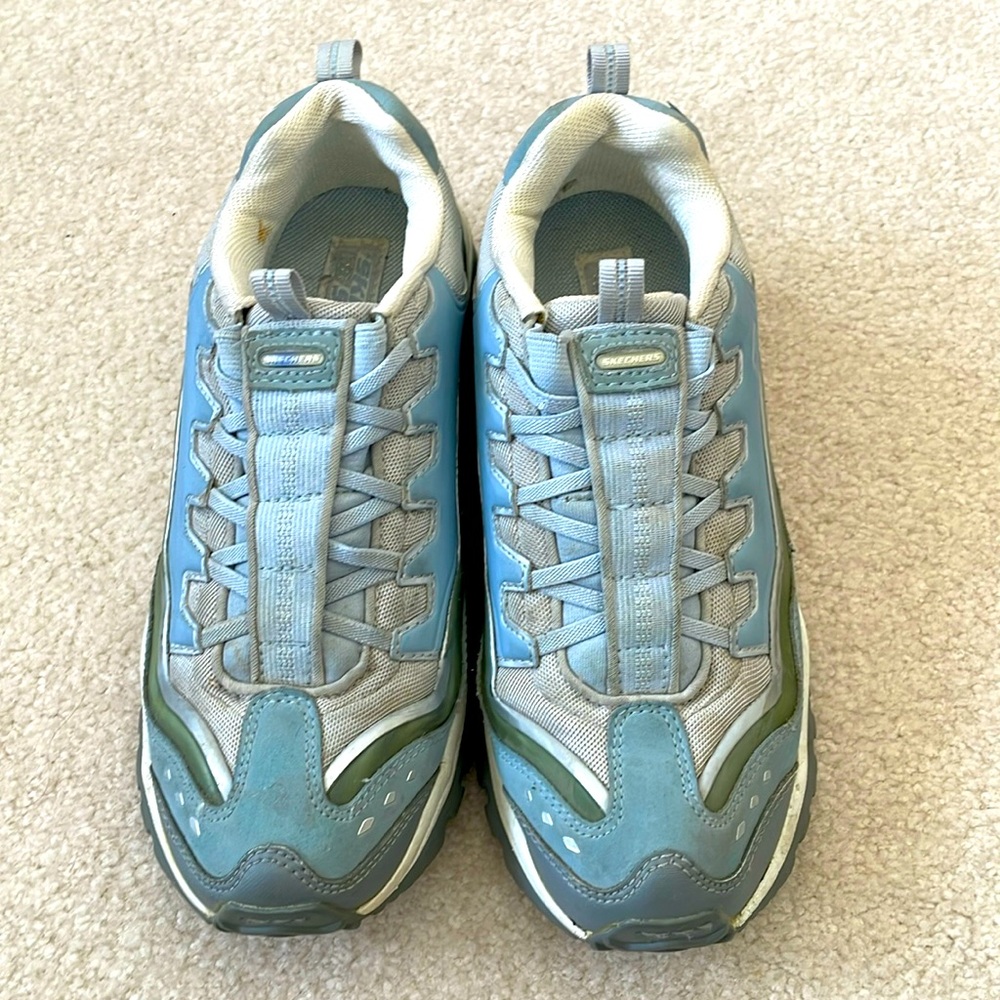 Sketchers Sport SN 1882 Lgt Blue/Silver Gray/White Women’s Slip On Sneak…